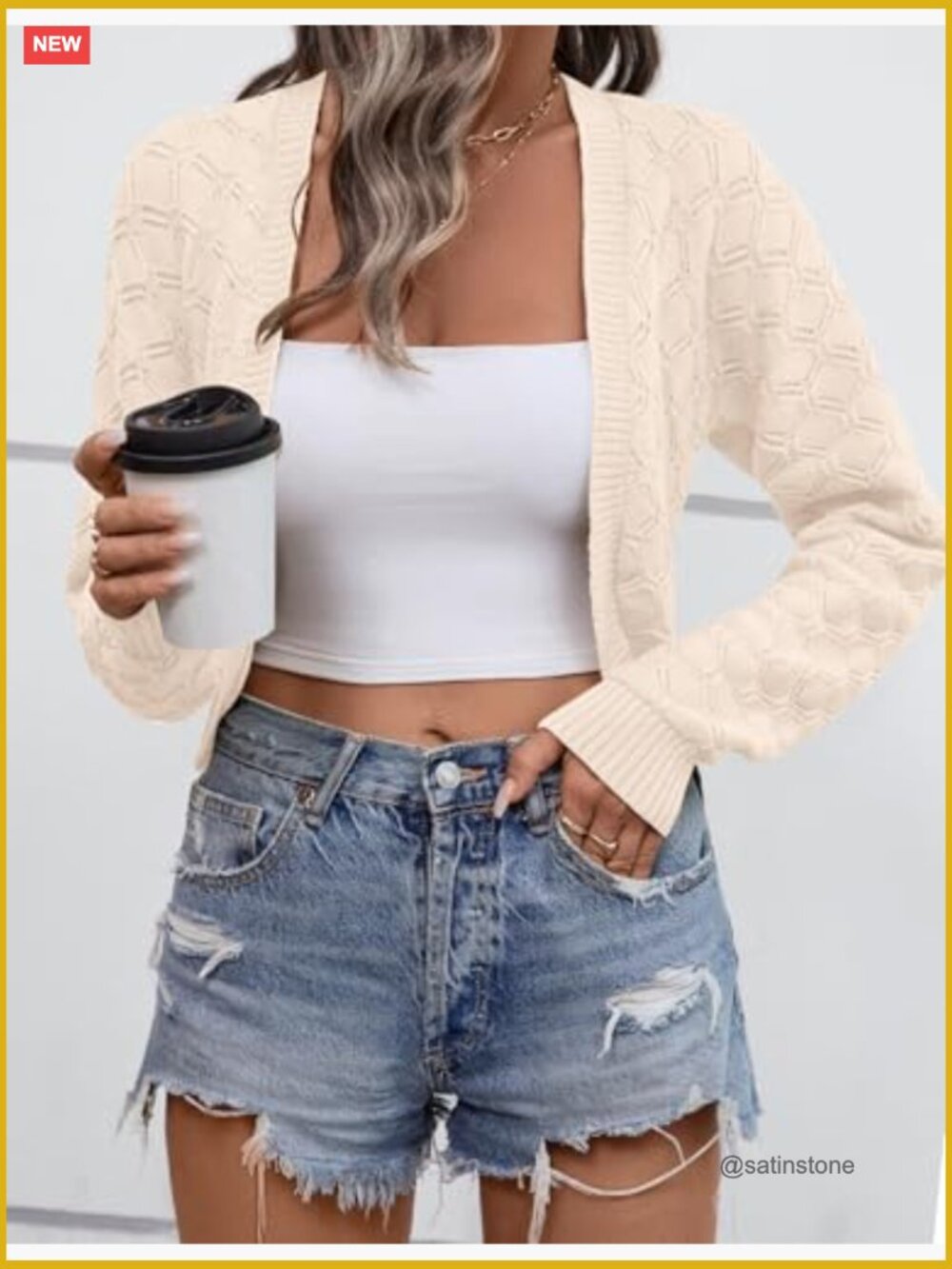 Cropped Cardigan Bolero Shrug Knit Open Front Long Sleeve Sweater - Picture 2 of 7